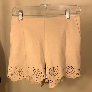 Mango Soft Suede Scalloped Shorts